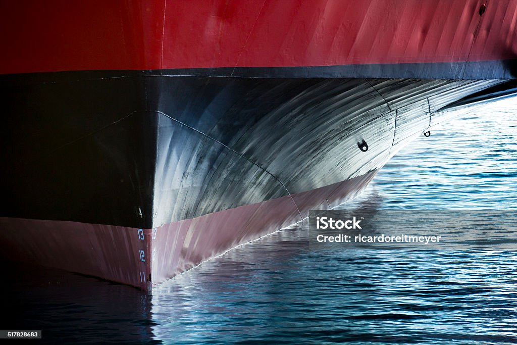 Beautiful image showing the bow of a large ship A beautifull horizontal graphic view of the bow of a large ship in port. It would make a great image forf anything involving international shipping; transportation; industrial cargo or ferry. Sea Stock Photo