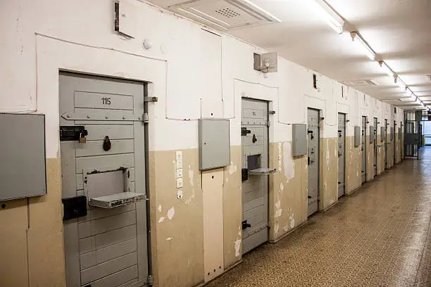 Cells at Berlin-Hohenschonhausen Memorial, former prison of state police Stasi during communist era.