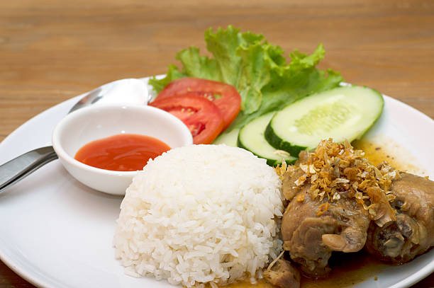 istock Honey garlic glazed chicken with rice. 517835425