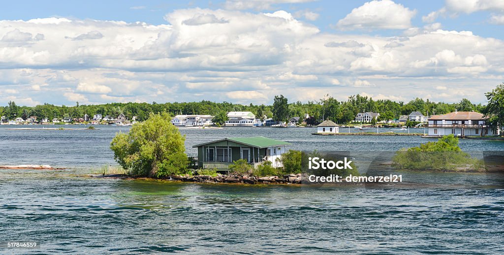 House on the Thousand Islands House in the Thousand Islands on Saint Lawrence River. Residential Building Stock Photo