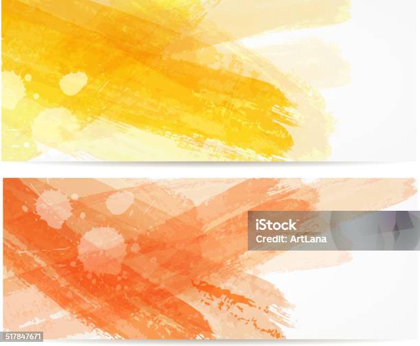 Watercolor Brushed Lines Banners Stock Illustration - Download Image Now - Abstract, Backgrounds, Bright