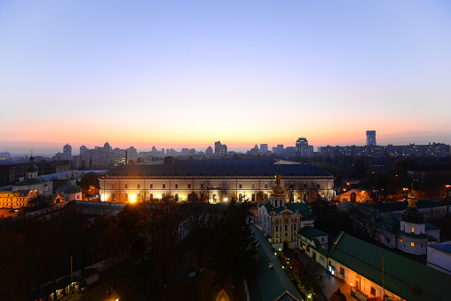 Beautiful view of the Evening Kiev and Mystetskyi Arsenal, Kiev Ukraine