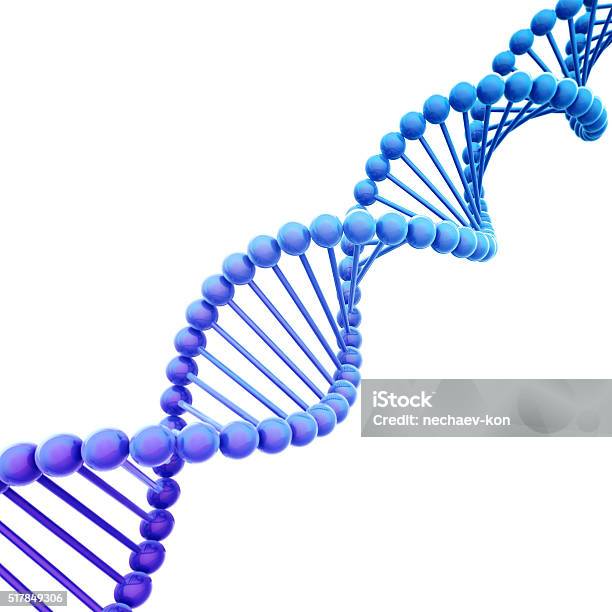 Diagonal Blue Dna Helix On White Stock Photo - Download Image Now - DNA, Cut Out, Spiral