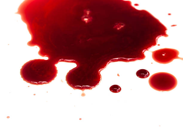 Blood stains on white background stock photo