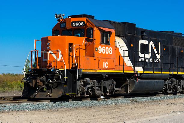 Newberry, Michigan, USA - September 27, 2014: A locomotive of the Canadian National Railway. It is one of Canada's largest railways with operations in the US as well.