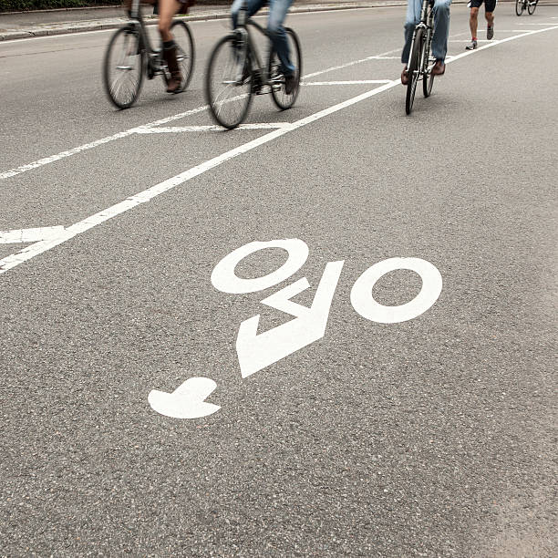 istock Group of bicycles on bike road 517850022