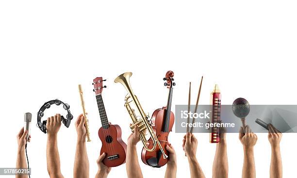 Musical Instrumentss Stock Photo - Download Image Now - Musical Instrument, Image Montage, White Background