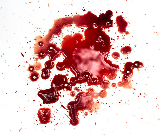 Blood stains on white background stock photo