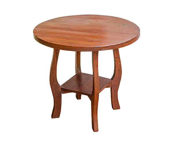 istock Wooden table round isolated 517852498