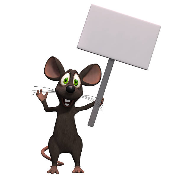 istock Cartoon maus with a blank sign 517853425