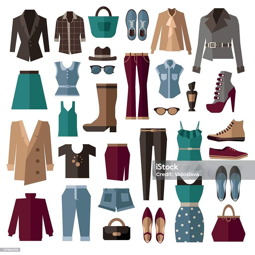 Set Of Fashion Clothes Collection Stock Illustration - Download