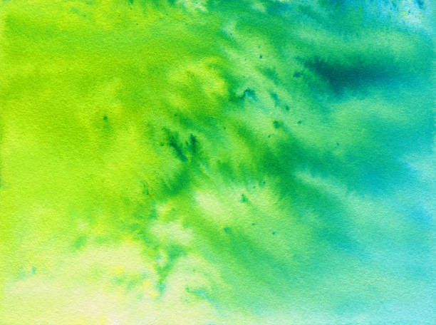 istock Vivid green and blue hues hand painted background 517865440