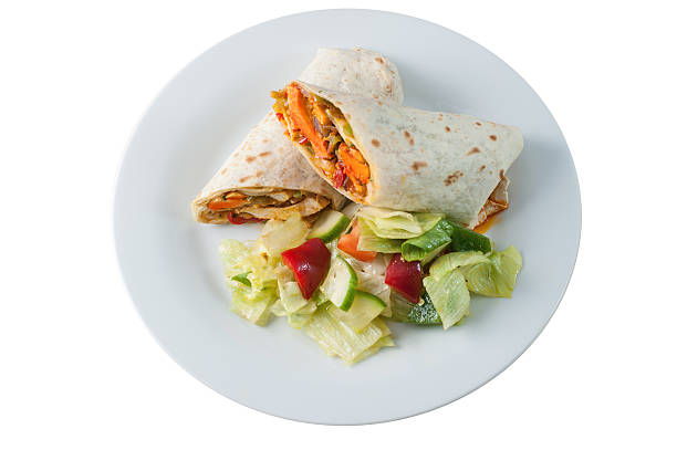 istock Grilled chicken roll or twister with salad 517865460