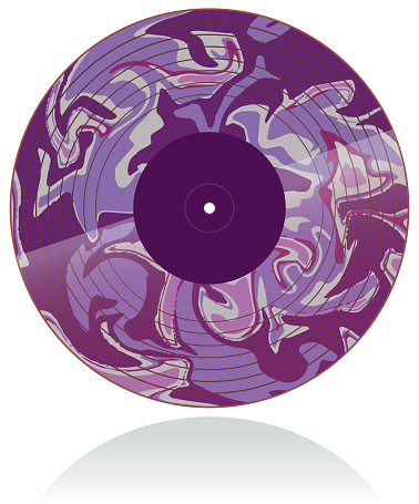 Vector illustration of a marbled vinyl record in purple hues.