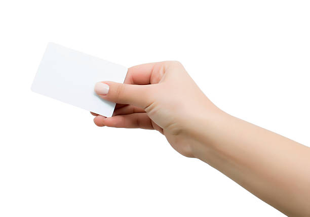 istock Woman hand handle card of posture, isolated on white background 517867952