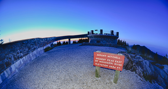 top of mount mitchell after sunset