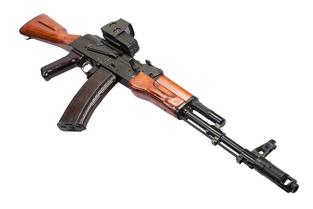 istock Kalashnikov AK assault rifle with optical sight on white 517870379