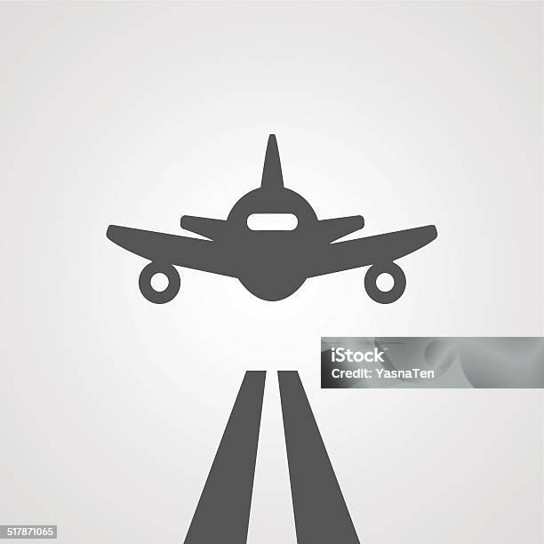 Flat Gray Landing Plane Illustration Stock Illustration - Download Image Now - Air Vehicle, Airplane, Airport