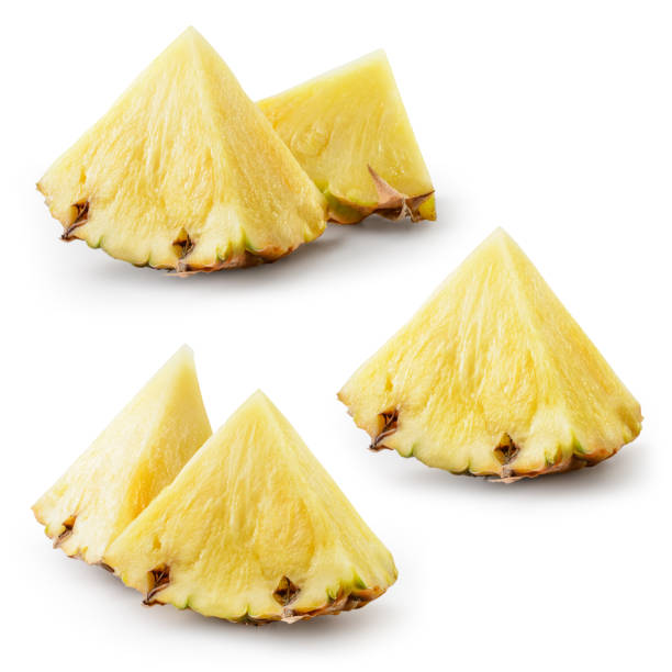 istock Fresh cut pineapple. Pieces isolated on white background. Collection 517871684