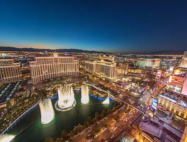 Wide Angle shot of the Las Vegas Strip at Sunset