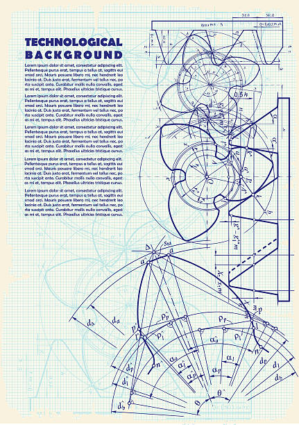 Old technical background, gear on graph paper craft and space for your text.