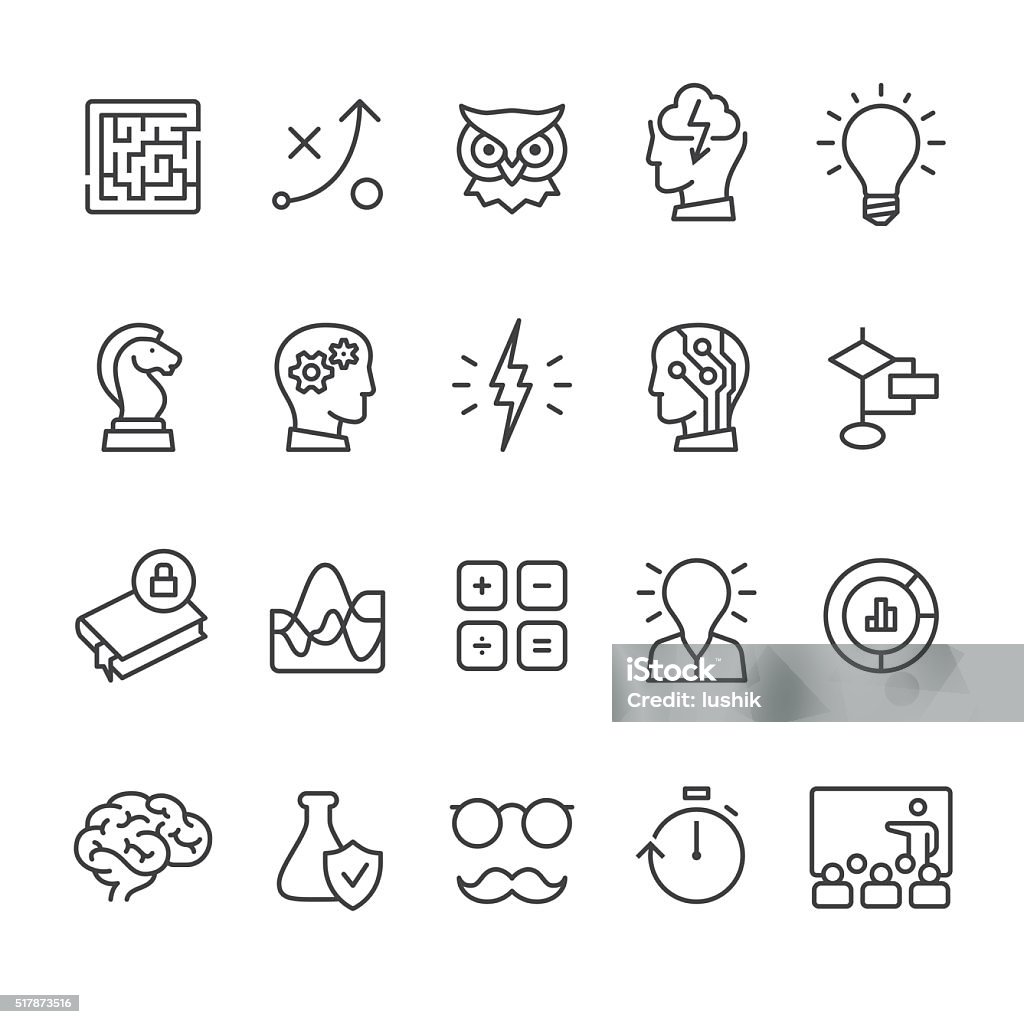 Artificial Intelligence and Mind related vector icon set. Icon Symbol stock vector