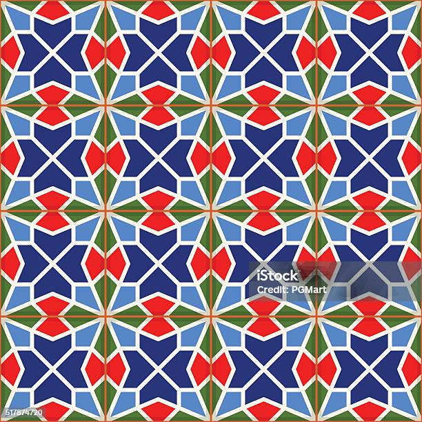 Motivo Senza Interruzioni Bianco Turco Marocchina Piastrelle Portoghesi Azulejo Ornamento Arabo - Immagini vettoriali stock e altre immagini di Arabesco - Stili
