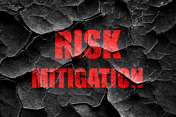 Grunge cracked Risk mitigation sign stock photo