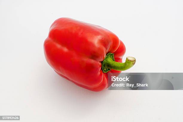 Sweet Red Paprika On White Background Stock Photo - Download Image Now - Close-up, Colors, Extreme Close-Up