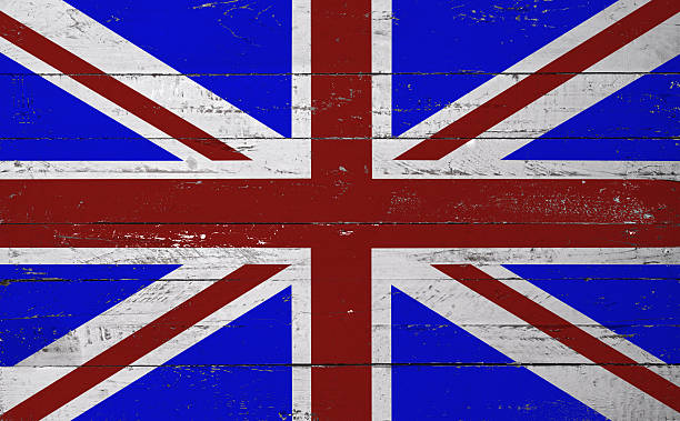 istock British flag painted on a wooden board 517895149