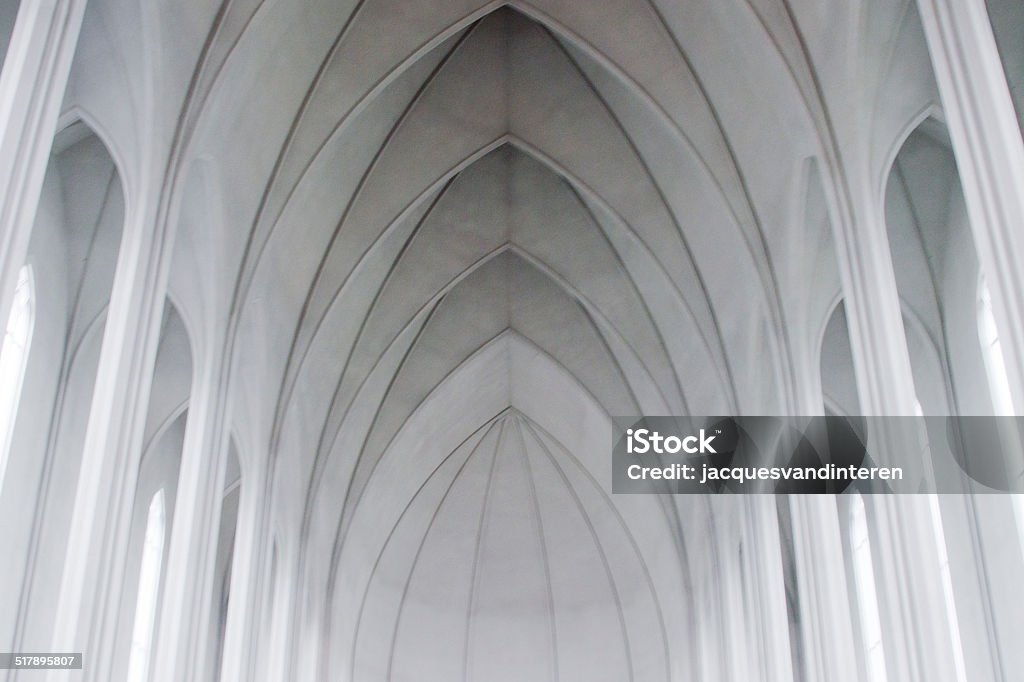 Gothic arches in a modern church Gothic arches in a modern church (Reykjavik, Iceland). Almost black (grey) and white Church Stock Photo