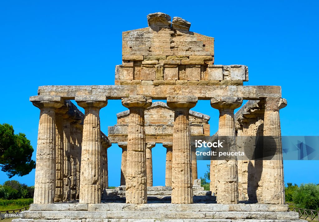 Details the greek temple of Cecere - Paestum Italy Ancient Stock Photo