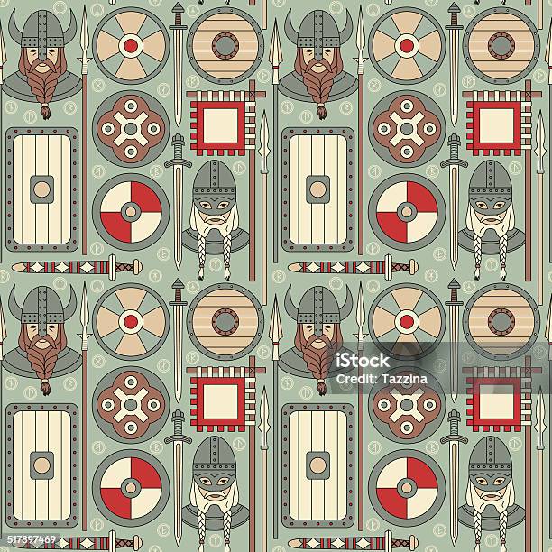 Viking Bot Pattern Seamless Viking Pattern 02 Stock Illustration - Download Image Now ...