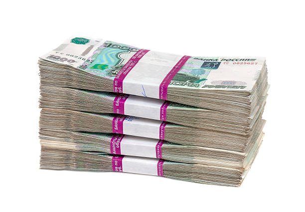 istock Russian rubles bills isolated on white background 517898015