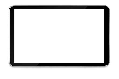 modern black tablet pc with blank screen isolated on white background