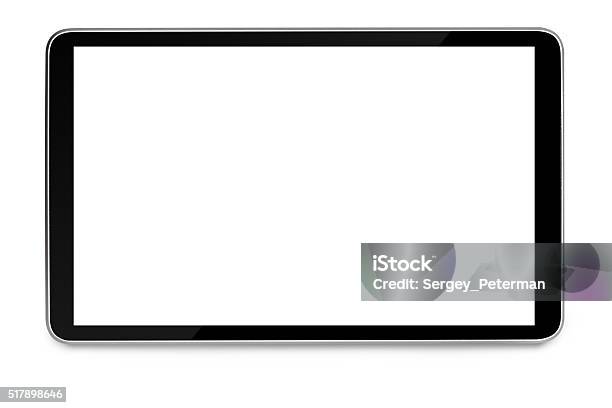 Modern Black Tablet Pc Stock Photo - Download Image Now - Digital Tablet, Blank Screen, White Background