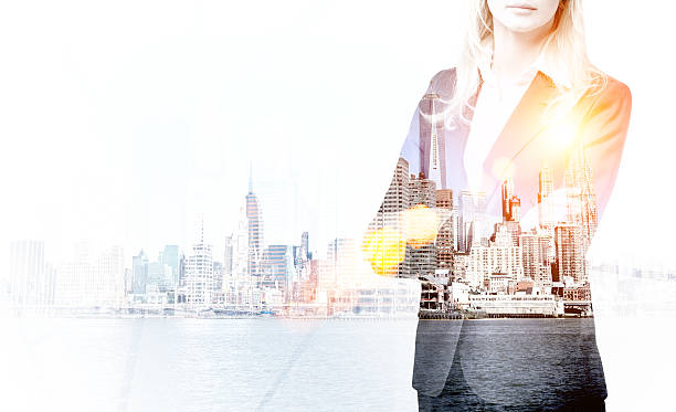 istock Businesswoman and New York 517899100