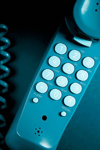 телефонная трубка крупным планом (синий - telephone telephone receiver phone cord telephone line стоковые фото и изображения