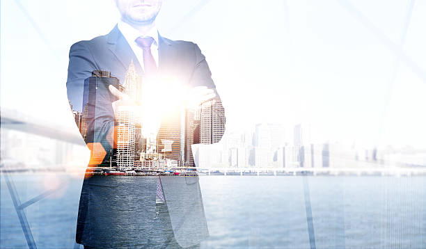 istock Businessman and New York 517899850