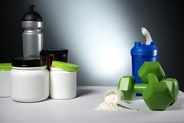 istock Sport Nutrition Supplement containers with shaker 517899952