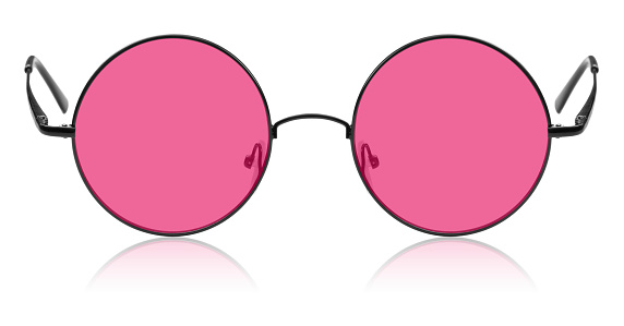 Redondo hippy Gafas con lentes de color rosa photo