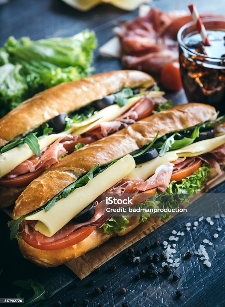 Submarine sandwiches served Submarine sandwiches served on the table,selective focus Sandwich Stock Photo