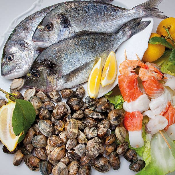 istock Food cousine fish composition, ingredient for eating 517905546