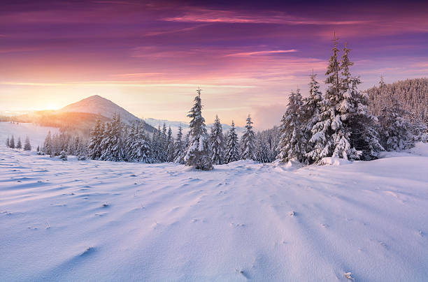 istock Colorful winter sunrise in the mountains 517923641