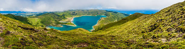 Volcanic lake Lagoa do Fogo Sao Miquell- Azores stock photo