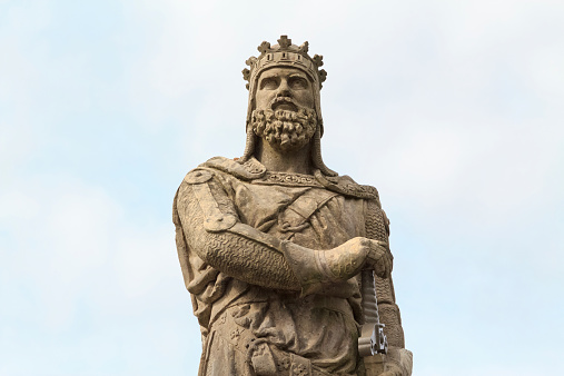 Robert the Bruce, king of Scots; stone statue in front of Stirling castle. Scotland
