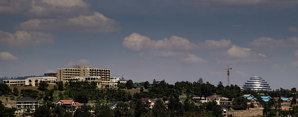 Kigali Parliament building and convention centre View of Kigali Parliament building and convention centre seen from the East kigali convention center stock pictures, royalty-free photos & images