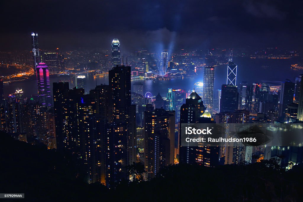 Hong Kong Skyline Hong Kong Skyline long Exposure shot. Asia Stock Photo