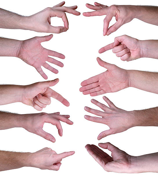 istock Set of gestures hands over white background 517930789