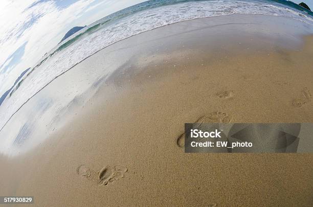 Footprints Of Seaside Stock Photo - Download Image Now - Beach, Beige, Horizontal